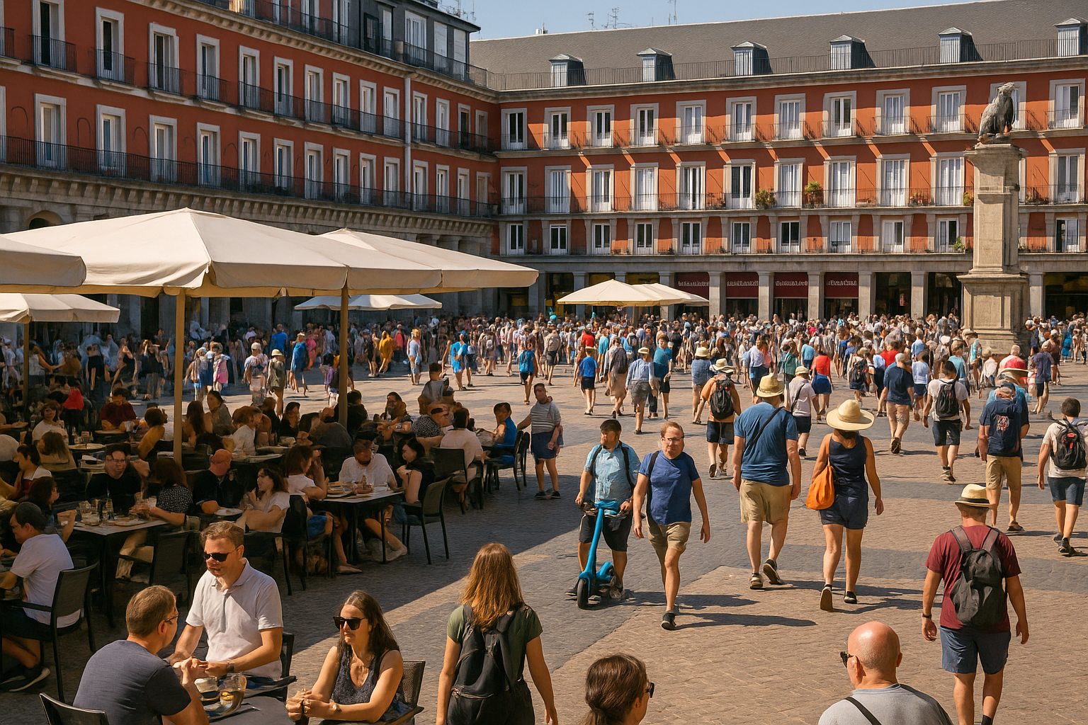 Plaza animada en Madrid