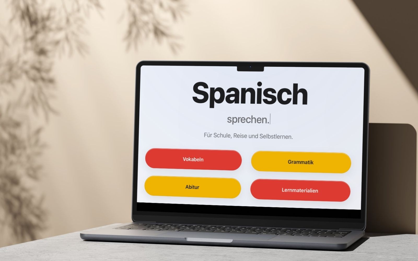 Laptop mit schulspanisch.de und Starter-Paket zum Spanischlernen